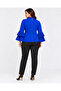 Ag Country Royal Brooch Detailed Pleated Flywheel Sleeve Plus Size Blouse - 7