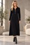 Women's Black Lycra Round Neck Zipper Detailed Long Dress Hzl26S-Wm235