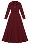Women's Burgundy Lycra Round Neck Zipper Detailed Long Dress Hzl26S-Wm235 - 5