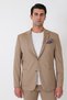 Comfort Fit Double Slit Pocket Metal Button Dark Beige Blazer Jacket C 734
