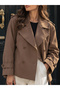 Short Trench Coat with Double Breasted Collar and Apollet - 4