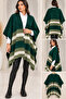 Women's Striped Knitwear Poncho – Oversize Loose Fit - 2