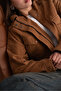 Women's Brown Suede Leather Jacket Lotus - 4