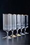 Venezia 6 Piece Vertical Striped Footed Presentation Cup Coffee Side Water Cup Gilded 110 ml - 6