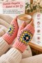 Women's Adult Fingerless Knitted Gloves – Pink Colorful Patterned Hand Warmer Gloves - 4