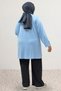 68107 Large Size Modal Tunic with Eyelet Detail on Sleeves and Sides - Baby Blue - 5