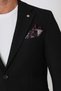 Slim Fit Black Jacket with Pocket Pockets, Ribbed Fabric, Flexible Wool, C 747 - 6