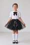 Girl's Black Scarf, Polka Dot Baby Collar, White Short Sleeve Shirt, Black Tutu Skirt, April 23, October 29 Show Outfit - 2