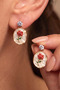Vintage Earrings with Red Rose Motif - 2