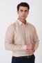 Comfort Fit Sport Collar Foldable Sleeve Sand Beige Linen Shirt g 1612 - 5