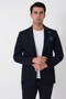 Slim Fit Flexible Woolen Navy Blue Jacket with Pocket Pockets C 745 - 3