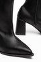 Women's Thick Heeled Boots Black Unlined Pointed Tpu Sole with Stitching - 2