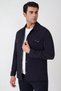 Comfort Fit Side Pockets Flexible Cotton Snap Fasteners Navy Blue Shirt Jacket C 736 - 3