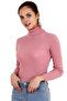 Women's Vibrant Pink High-Neck Ribbed Knit Sweater Hzl22W-H100011