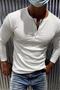 Zex Men's Waffle Textured Buttoned Judge/Henley Collar Basic Long Sleeve Top