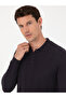 Navy Blue Slim Fit Cotton Blend Polo Collar Knit Sweater 50318949-Vr033 - 2