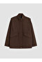 Two Mt Shop Quality Lcw Modest Brown Plain Loose & Baggy Women's Jacket - 5