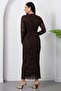 Double-Breasted Collar Buckle Glittery Long Sleeve Dress Grs4169 - 7