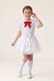 Girl's Red Scarf Polka Dot Doll Collar White Short Sleeve Shirt White Tutu Skirt April 23 October 29 Show Outfit