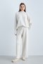 Women's Knitwear Set High Neck Long Sleeve Relaxed Fit Sweater and Wide Leg Pants Two-Piece Set - Stone - 8