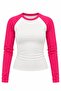 Pink Slim Fit Contrast Long Sleeve Blouse - 5219