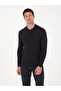 Navy Blue Slim Fit Cotton Blend Polo Collar Knit Sweater 50318949-Vr033