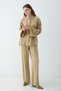 Women's Shirt Collar Lace-Up Waist Detail Wide Leg Two-Piece Set - Çağla - 3