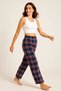Unisex Checkerboard Pajama Pants with Elastic Waist Plaid Navy-Red