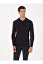 Navy Blue Slim Fit Cotton Blend Polo Collar Knit Sweater 50318949-Vr033 - 3