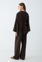 Women's Crew Neck Lace-Up Asymmetrical Tunic and Wide-Leg Pants Two-Piece Set - Brown - 5