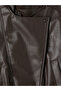 Two Mt Shop Quality Lcw Vision Brown Plain Oversize Women's Leather Look Jacket - 2