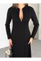 Women's Long Sleeve Zippered Flared Maxi Modal Dress - 8
