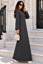 Knitted Patterned Knitwear Dress K3031 Anthracite