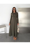 Women's Long Sleeve Zippered Flared Maxi Modal Dress - 2