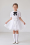 Girl's Black Scarf, Polka Dot Baby Collar, White Short Sleeve Shirt, White Tutu Skirt, April 23, October 29 Show Outfit