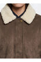 Two Mt Shop Quality Lcw Vision Beige Fur Collar Oversize Women's Suede Look Jacket - 3