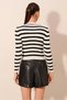 Women's Black Striped Crew Neck Knitwear Sweater Hzl24W-Bd1101331 - 6