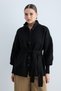 Women's Knitwear High Neck Buttoned Belted Cardigan Long Sleeve Relaxed Fit Knit Cardigan -Black - 5