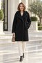 Women's Double-Breasted Lined Buttoned Black Plush Coat - 4