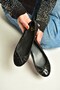 Z726243404 Black Fabric Women's Ballerinas - 3