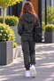 Girls' Zippered Hooded Rubberized Leggings Track Suit Set - 2