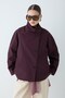 Women's Stand Collar Buttoned Pocket Detailed Long Sleeve Coat - Plum