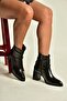 Z820670060 Black Rustic Thick Heeled Women's Boots - 3