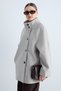 Women's Stand Collar Buttoned Oversize Coat Wide Sleeves Pocket Detailed Short Winter Coat - Mink - 6