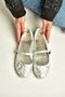 Z726232704 Women's Ballerinas with Silver Fabric Band - 4