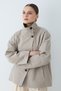 Women's Stand Collar Buttoned Pocket Detailed Long Sleeve Coat - Khaki - 5