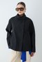 Women's Stand Collar Buttoned Pocket Detailed Long Sleeve Coat - Black - 4