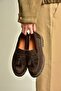 Z944014461 Brown Suede Thick Sole Tasseled Loafer Shoes