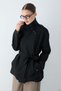 Women's Stand Collar Belted Buttoned Pocket Detailed Asymmetrical Short Trench Coat - Black - 2