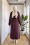 Women's Double-Breasted Collar Belted Long Trench Coat with Metal Button Detail, Hijab Trench Coat 130 cm - 4